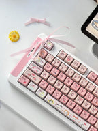 Pink Cat Theme Keycap Set