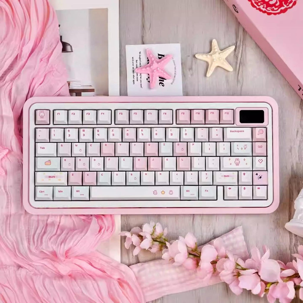 Pixel Miffy Bunny Theme Pink Keycap Set