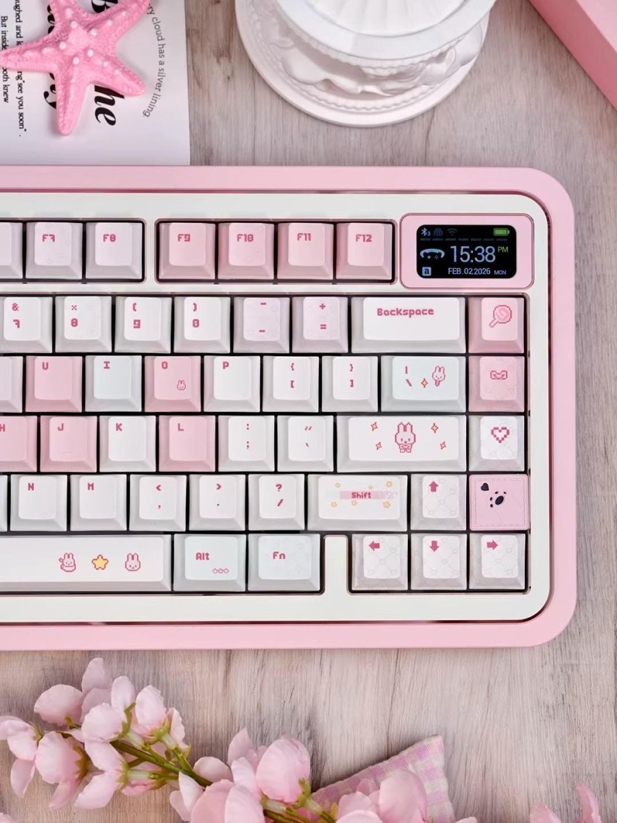 Pixel Miffy Bunny Theme Pink Keycap Set
