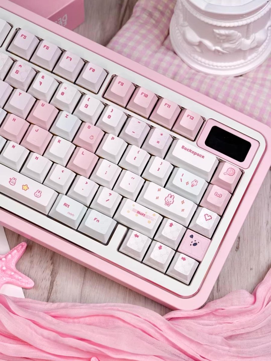 Pixel Miffy Bunny Theme Pink Keycap Set