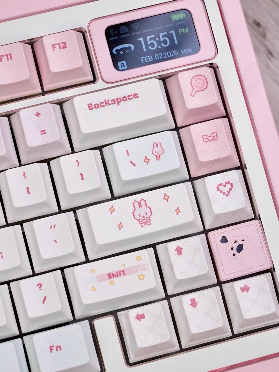 Pixel Miffy Bunny Theme Pink Keycap Set