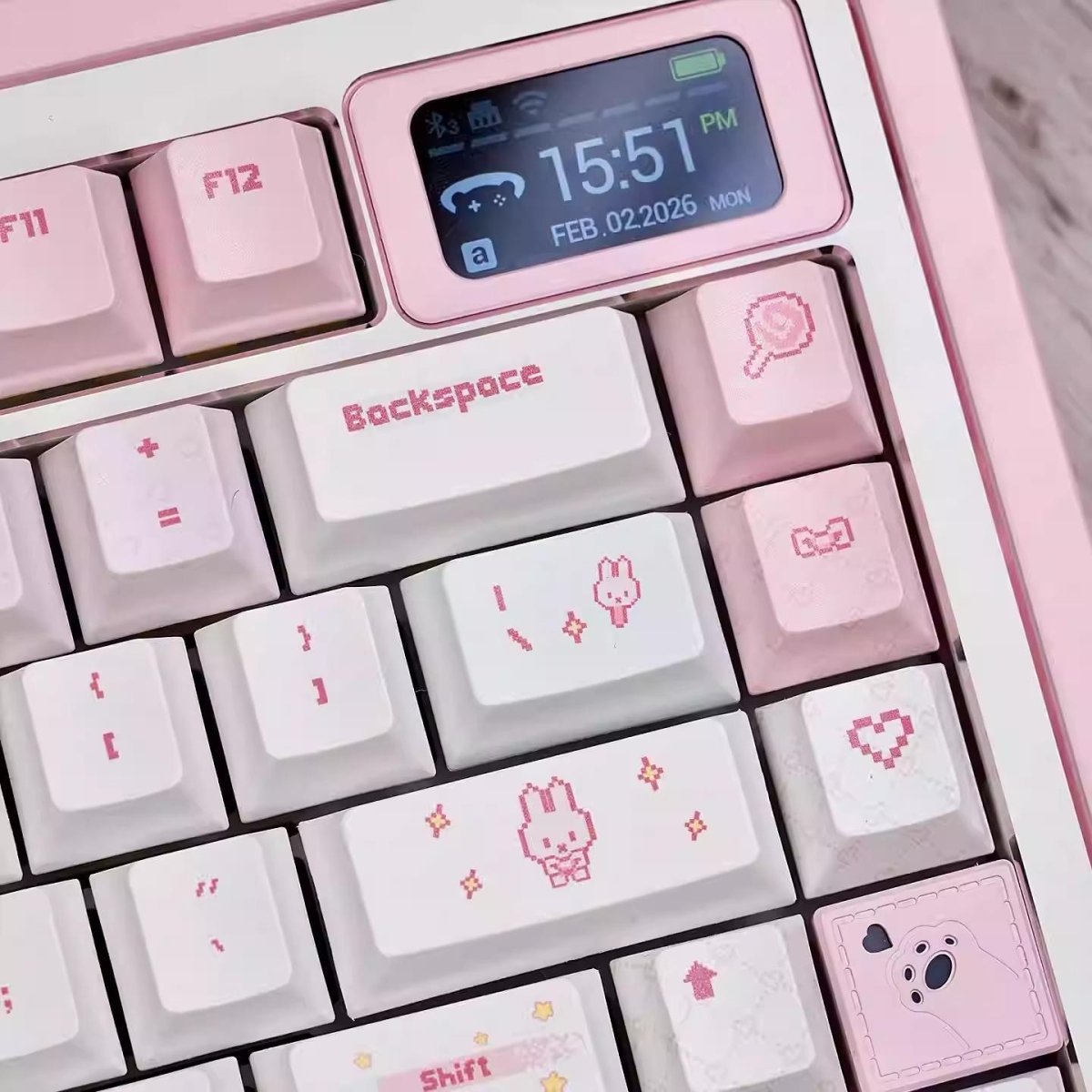 Pixel Miffy Bunny Theme Pink Keycap Set