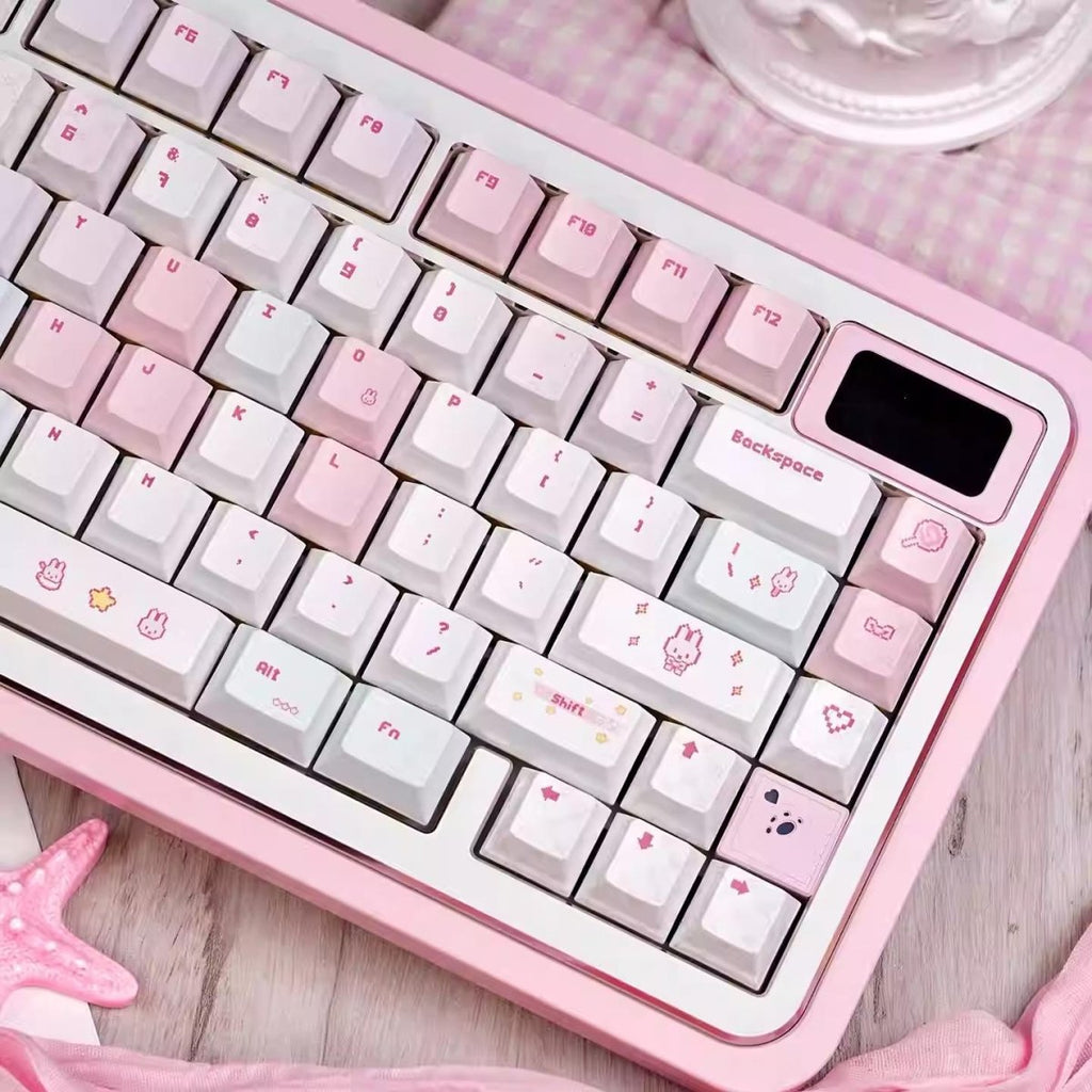 Pixel Miffy Bunny Theme Pink Keycap Set