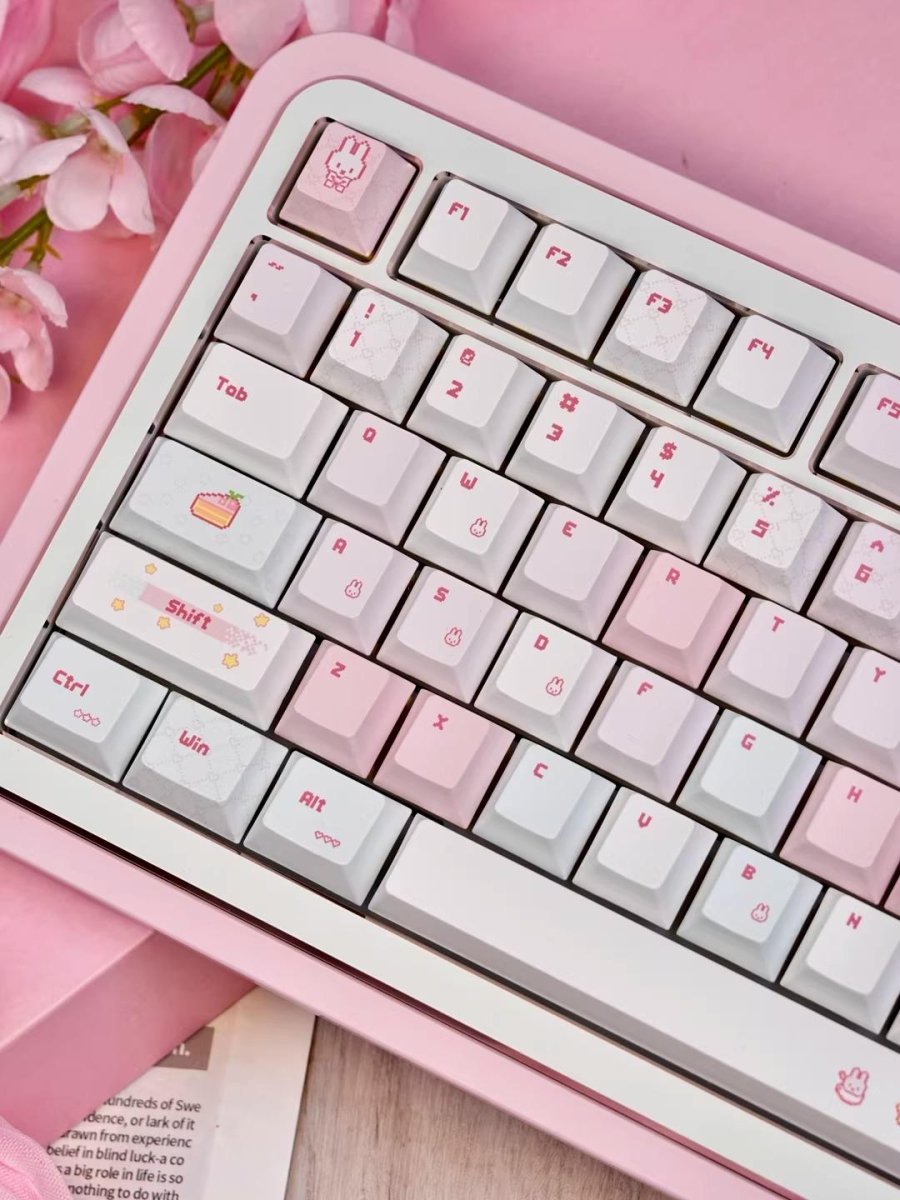 Pixel Miffy Bunny Theme Pink Keycap Set