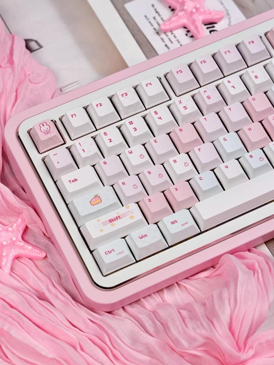 Pixel Miffy Bunny Theme Pink Keycap Set