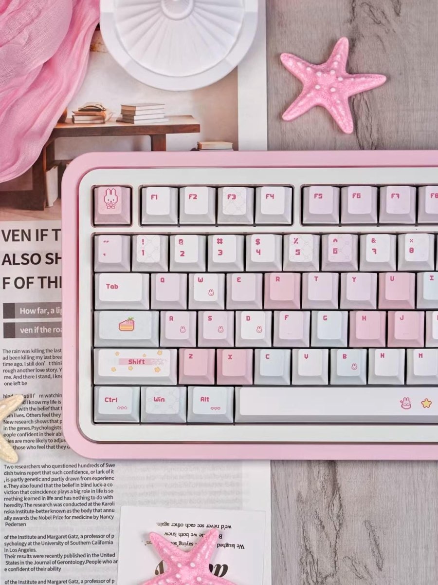 Pixel Miffy Bunny Theme Pink Keycap Set
