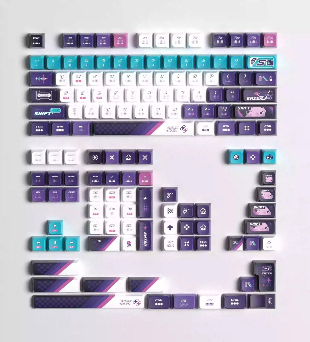 Purple Cool Gaming Theme PBT ISO Keycap Set