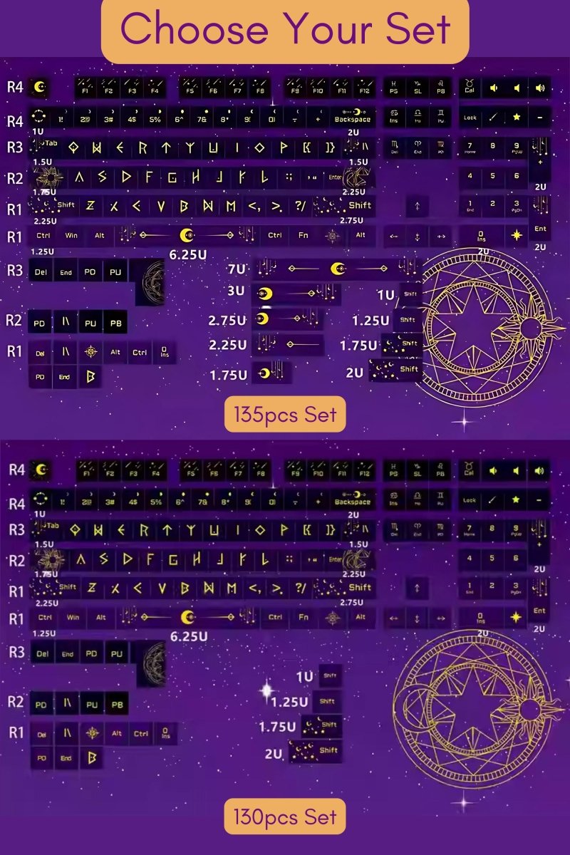 Purple Zodiac Theme Gradient Keycap Set