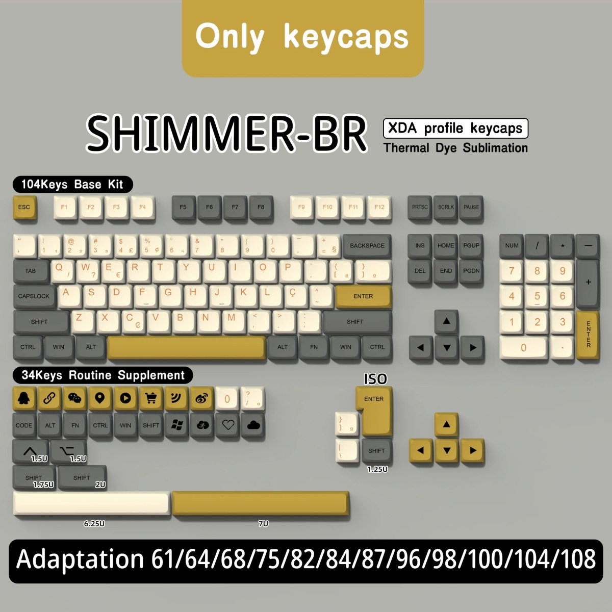 Shimmer Theme PBT XDA Keycap Set