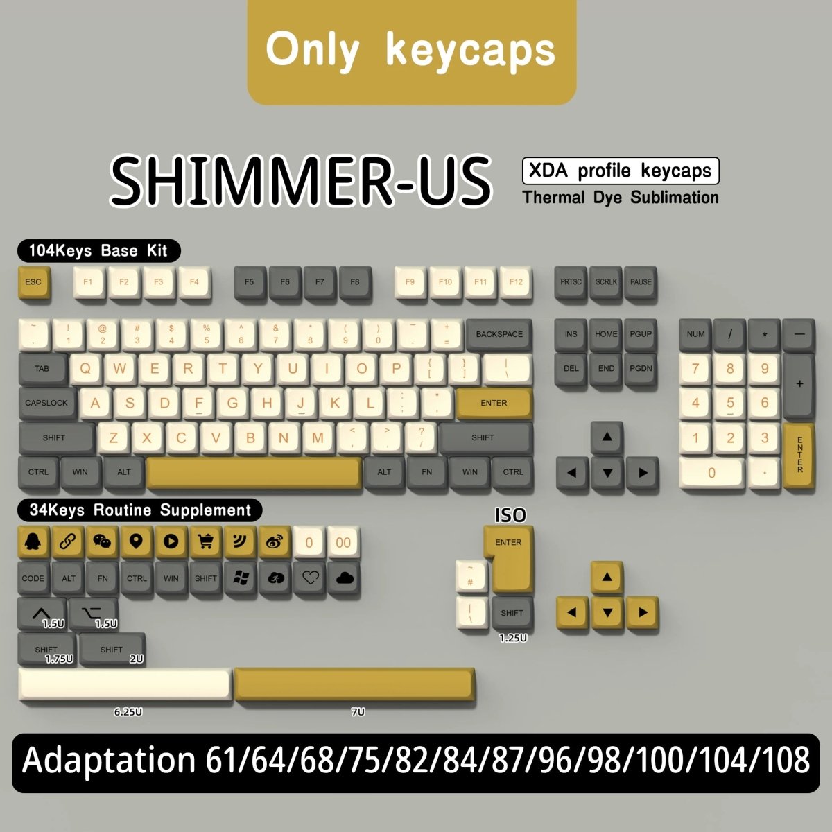 Shimmer Theme PBT XDA Keycap Set