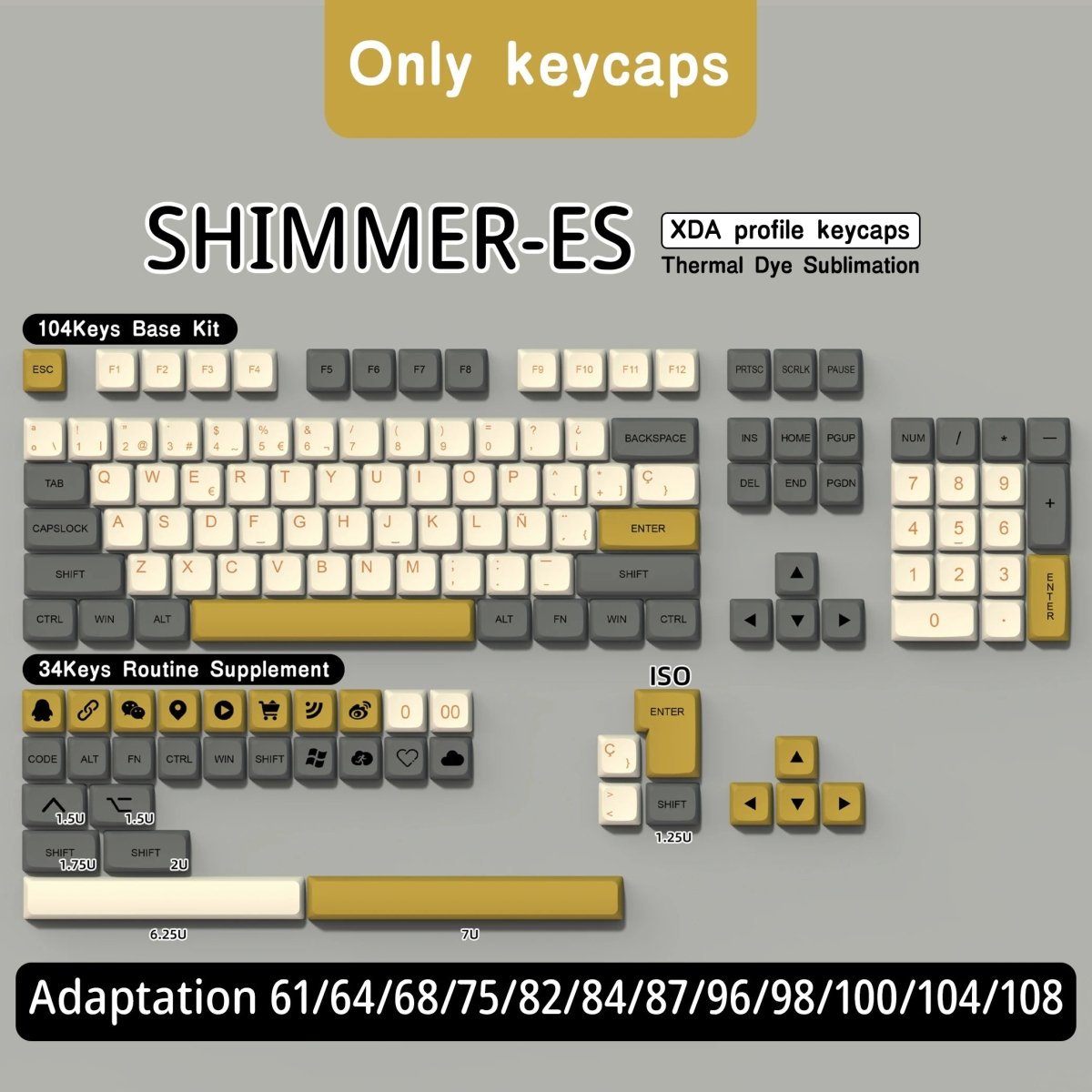 Shimmer Theme PBT XDA Keycap Set