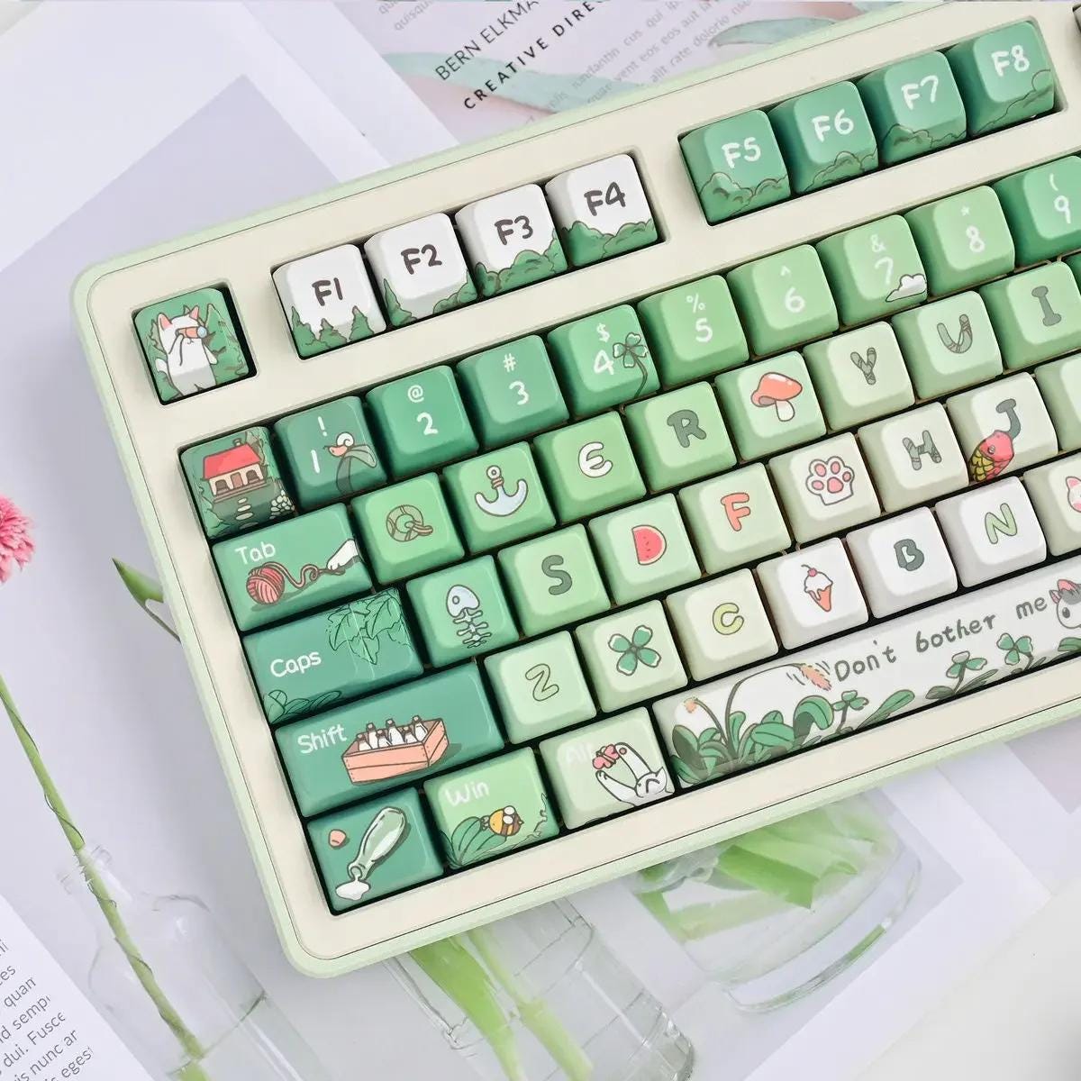 Spring Green Matcha Theme Artisan Keycap Set
