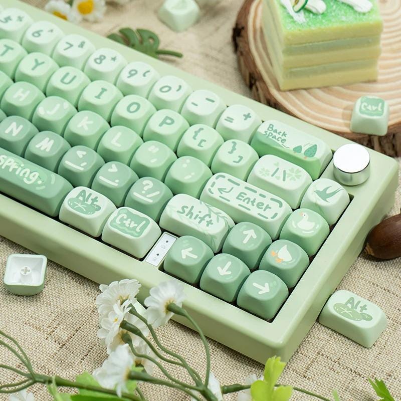 Spring Pastel Green Keycap Set - KeyArtisan®