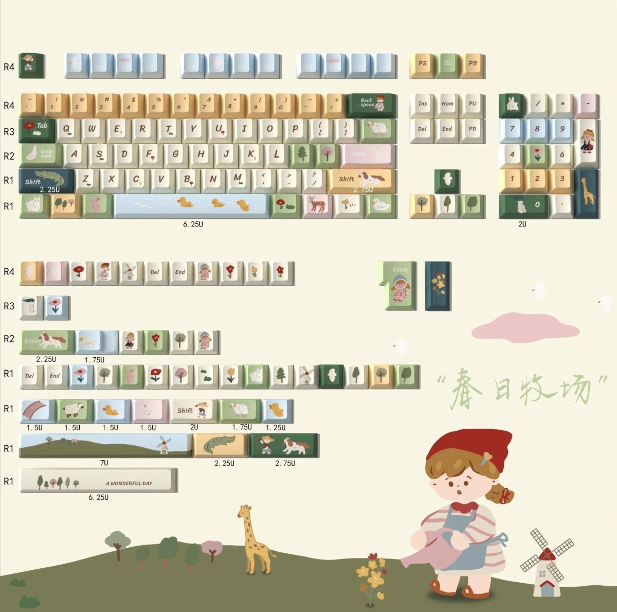 Spring Pasture Theme Keycap Set