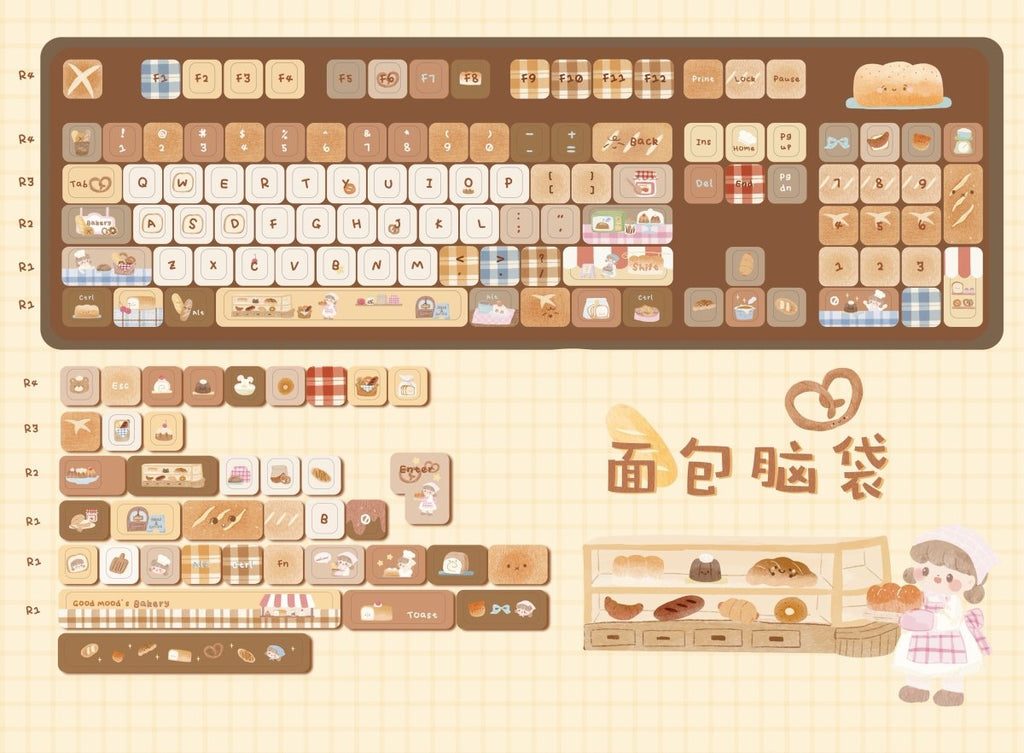 Toasted Bread - Themed Cute Cherry / MOA Profile PBT Keycap Set