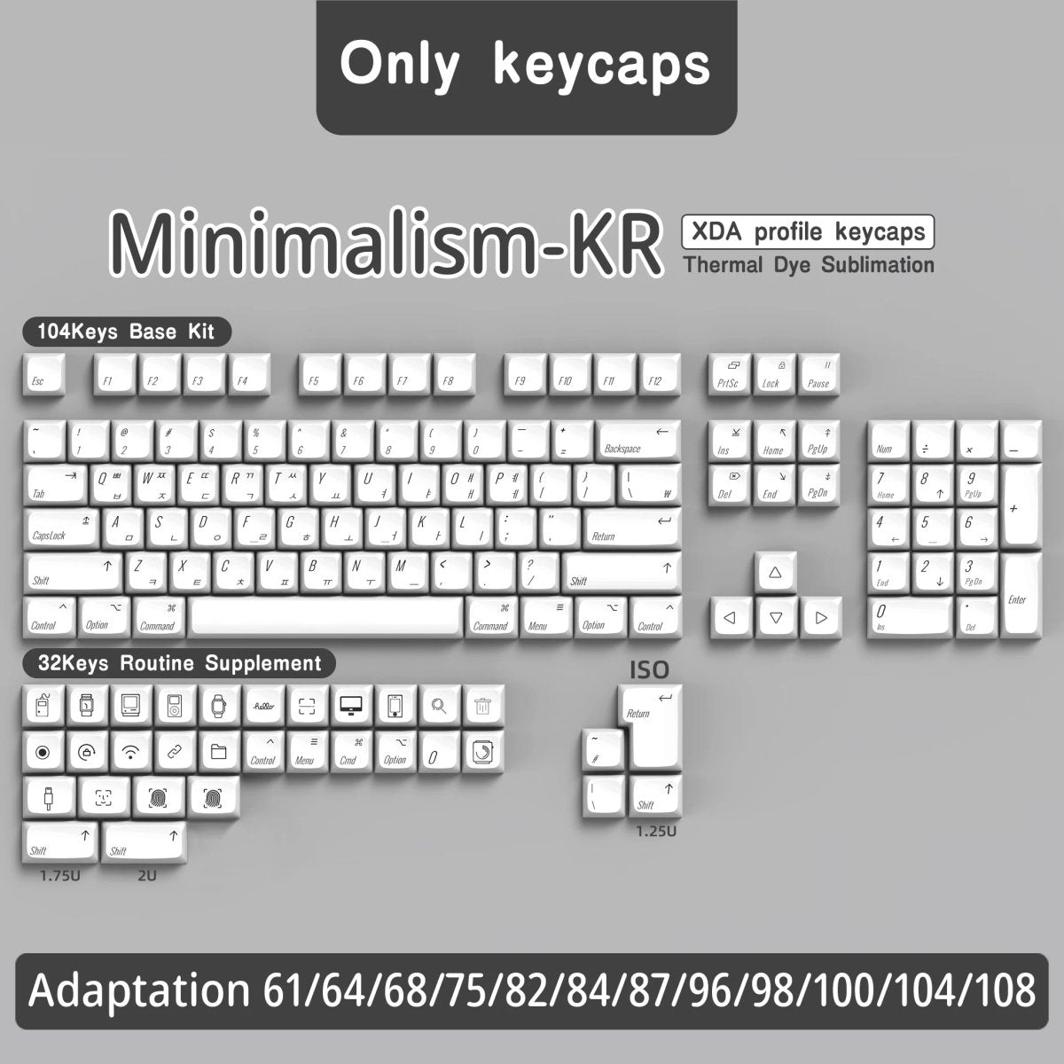 White Minimalism Theme PBT XDA Keycap Set